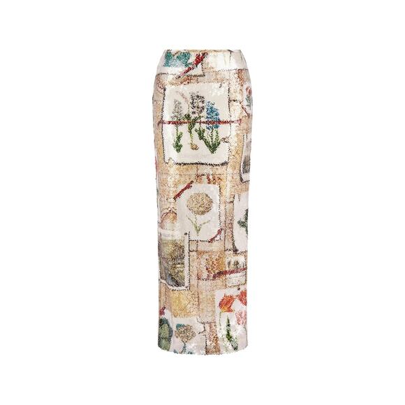 LIBERTINE SEQUIN COLEFAX SIDE SLIT SEQUIN MAXI SKIRT - Picture 1 of 12
